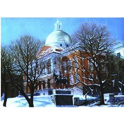 Massachusetts Statehouse in Winter 14x20 Print