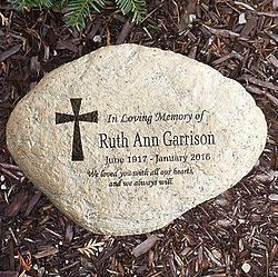 Personalized Memorial Garden Stone with Dove or Cross