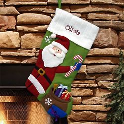 Personalized Country Santa Stocking in Green