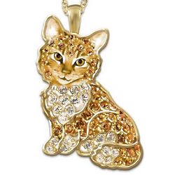 Purr-fect Kitten Crystal Pendant Necklace
