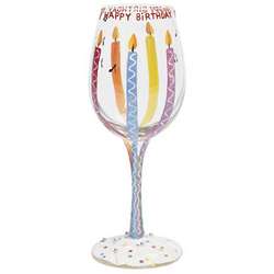 Happy Birthday Candles Wine Glass