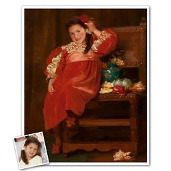 Classic Painting Little Girl in Red Personalized Print in Frame