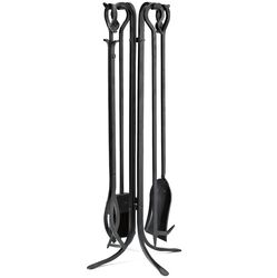 Tall Hand-Forged Iron Fireplace Tool Set