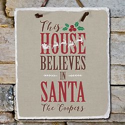 Personalized Believe In Santa Slate Plaque