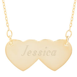 Engravable Double Heart Gold Plated Necklace