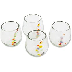 Happy Trails Recycled Glass Stemless Wine Glasses