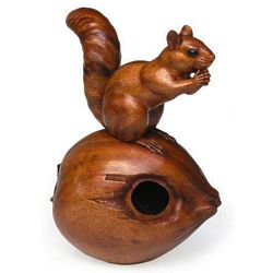 Perky Squirrel Wood Sculpture