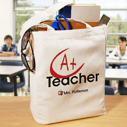A+ Teacher Personalized Canvas Tote Bag