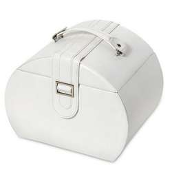 White Leather Rounded Purse Style Jewelry Box