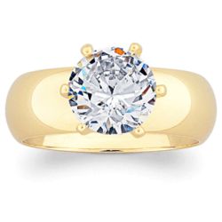 Brilliant Cubic Zirconia Wide Gold-Plated Wedding Ring