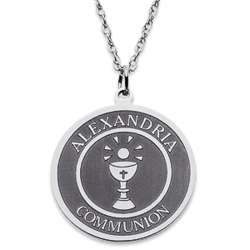 Personalized Sterling Silver Eucharist Communion Disc Necklace