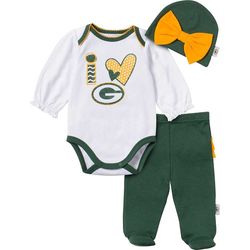 Newborn's Green Bay Packers Bodysuit, Pants, and Hat