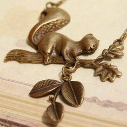 Squirrel and Branch Necklace