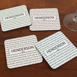 Our Family Personalized Hardwood Coasters with Holder