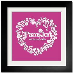 Personalized Paper Cut Love Heart Framed Print