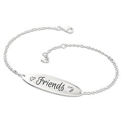 Forever Friends Engraved Diamond Bracelet with Heart Charm