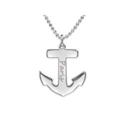 Personalized Sterling Silver Anchor Necklace