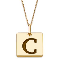 10K Gold Square Single Initial Necklace