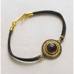 Topaz Medallion Leather Bracelet