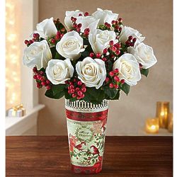 Holiday Charm Bouquet with Vintage Vase