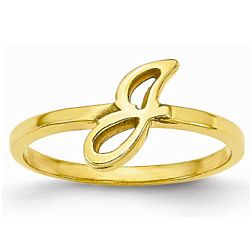 Personalized Script Initial Ring in 14 Karat Yellow Gold