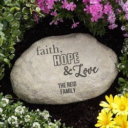Personalized Faith, Hope, Love Garden Stone