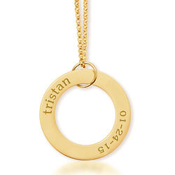 Personalized Name & Birthday 24K Gold-Plated Open Loop Pendant