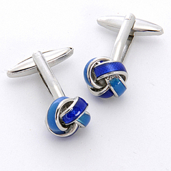 Blue Knot Cufflinks with Personalized Case