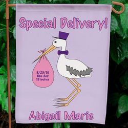 Special Delivery Baby Girl Announcement Garden Flag