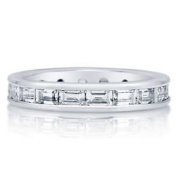 Emerald Cut Cubic Zirconia Sterling Silver Eternity Ring