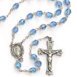 Bohemian Blue Glass December Birthstone Rosary