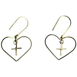 Gold-Filled Heart and Cross Earrings
