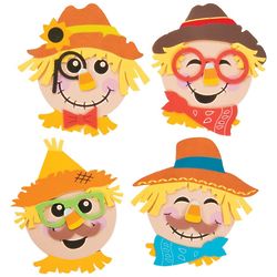 12 Scarecrow Head Fall Themed Magnet Craft Kit