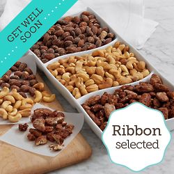 Nuts and Ceramic Tray Gift Set with Get Well Ribbon