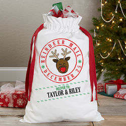 Personalized Reindeer Mail Santa Sack