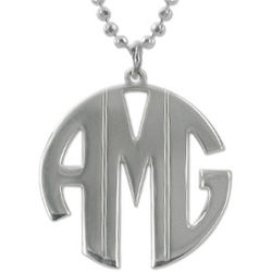 Personalized Sterling Silver Print Monogram Necklace