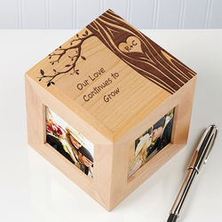 Carved in Love Initials Personalized Romantic Photo Cube