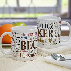 Personalized Family Names Word-Art Coffee Mug