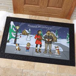Personalized Caroling Family Characters Doormat