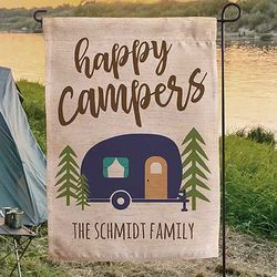 Happy Campers Personalized Double-Sided Garden Flag