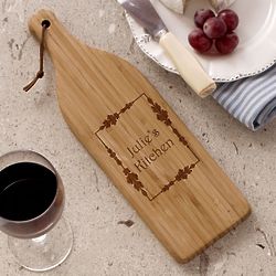 Engraved Wine Bottle Bamboo Cutting Board