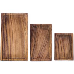 3 Memories of Home Carved Wood Platters