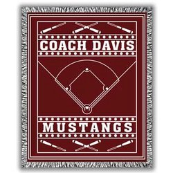 Classic Personalized Two Color Baseball Afghan