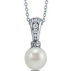 Button Shape Freshwater Pearl Sterling Silver Pendant