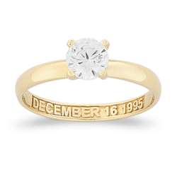 Personalized Cubic Zirconia Solitaire Engagement Ring