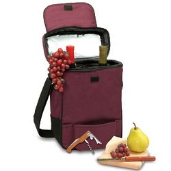 Burgundy Canvas Duet Wine and Cheese Cooler Tote
