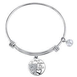 Always My Mother, Forever My Friend Crystal Bangle in Silver