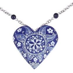 Celestial Heart Wood Pendant Necklace