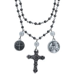 2 Strand Layered Filigree Sacred Heart of Jesus Necklace