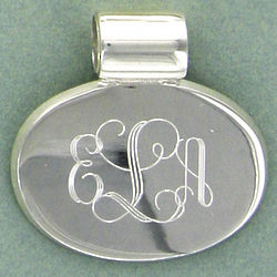 Large Oval Personalized Sterling Silver Pendant